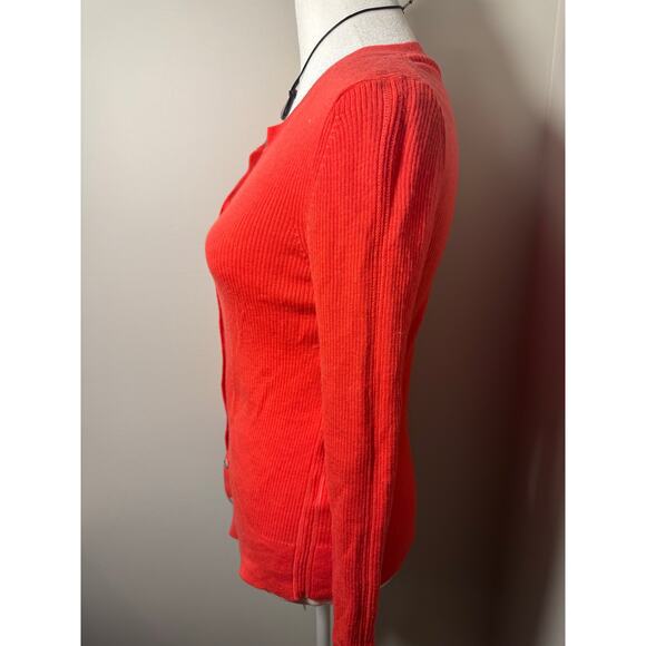 Banana Republic 100% Fine Merino Wool Orange Button Up Sweater Cardigan - Picture 2 of 5